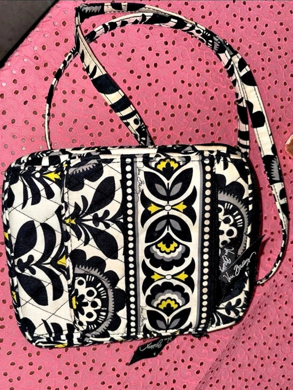 Vera Bradley Frannie Crossbody Bag Black & Pink